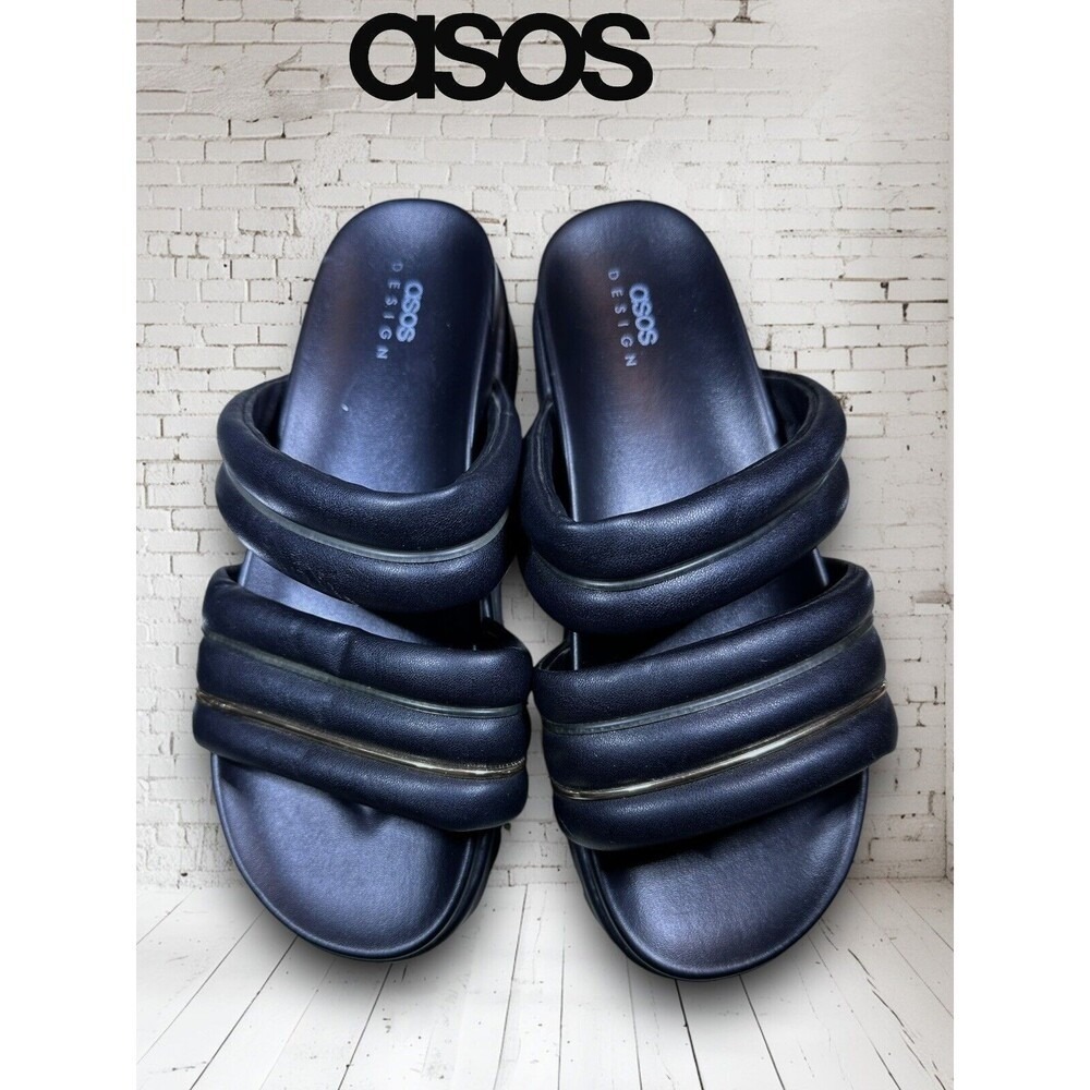 ASOS Sz 9 Thea Padded Platform Mules in Black. Padded Slide Sandals.womens - Picture 7 of 12